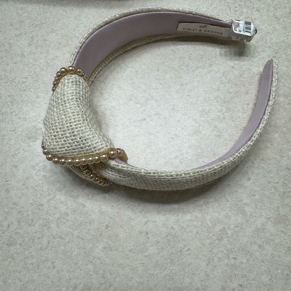 Brooks Beige Headband with Pearl Details